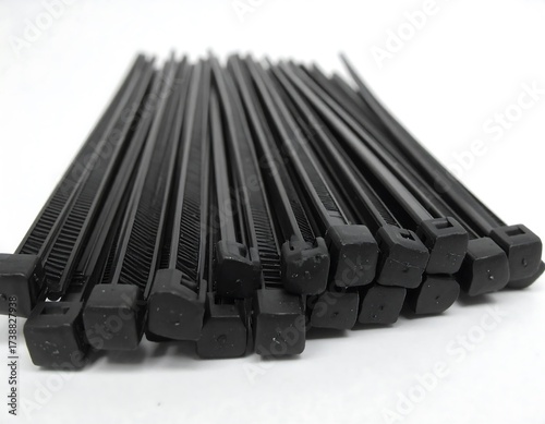 Stack of black plastic cable ties