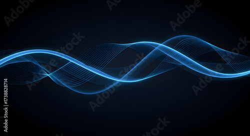 Blue abstract waves design on dark background
