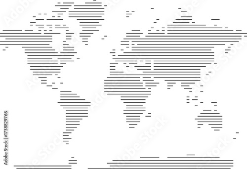 Horizontal small line shape vector world map. Realistic horizontal line shape world map with interconnected line. A vector graphic of the world for technology and business applications.