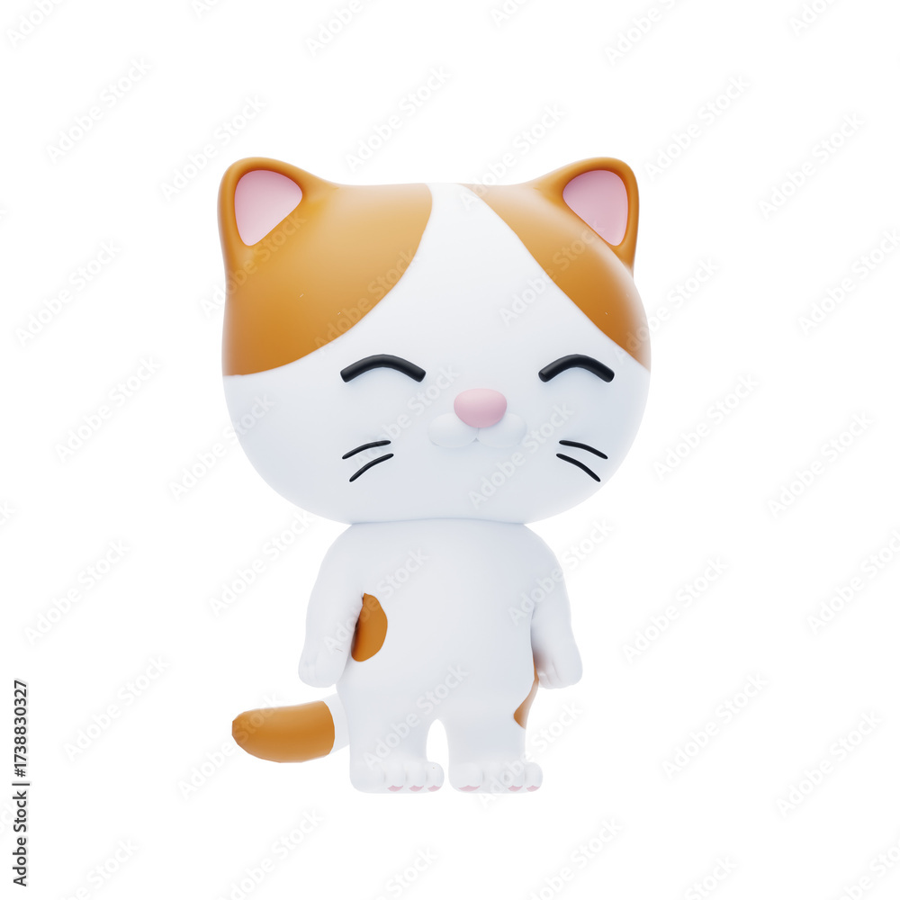 Obraz premium Smiling Cat Character 3D Illustration.
