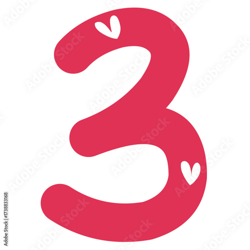 Red Numeric three 