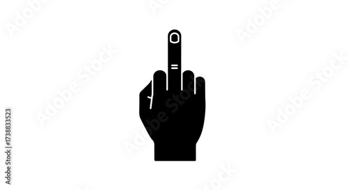 A stark black and white graphic depicting a hand giving the middle finger gesture.