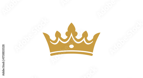 A golden crown icon, symbolizing royalty, leadership, and power, isolated on white background.