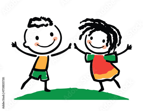 Black boys and girls crayon logo