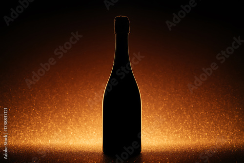 Elegant beverage silhouette bottle sparkling dark glowing celebration luxury festive dramatic isolated party