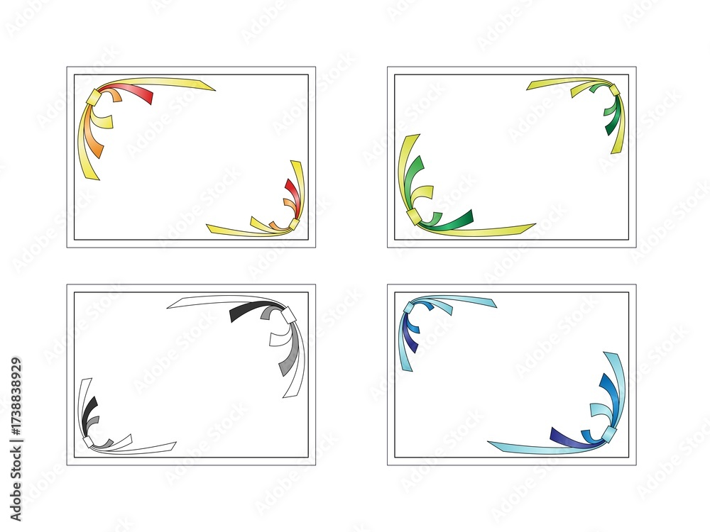 Fototapeta premium 和風フレームセット紙りぼん