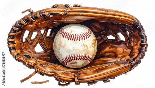 Baseball glove with ball inside
