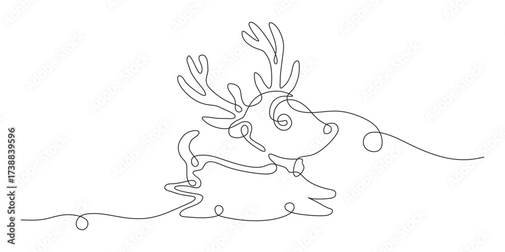 Naklejka premium deer continuous line