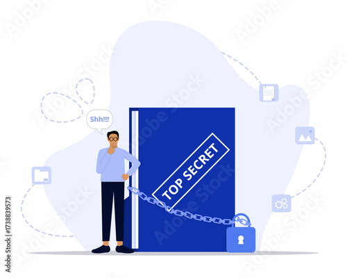 Top secret concept illustration. Suitable for landing page, ui, web, App intro card, editorial, flyer, and banner.