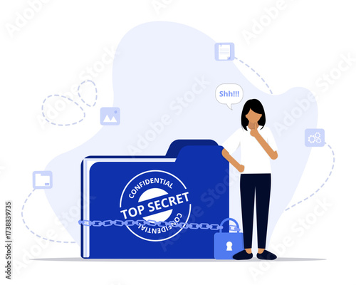 Top secret concept illustration. Suitable for landing page, ui, web, App intro card, editorial, flyer, and banner.
