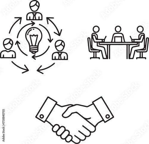 Business teamwork and idea generation with handshake icon Keywords: teamwork, collaboration, business
