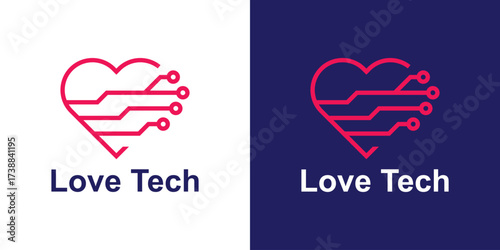 Love Tech Logo – Digital Heart Symbol for Technology and Innovation