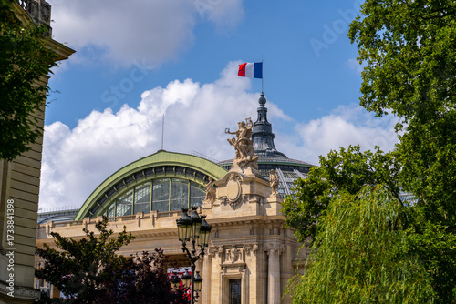 Grand Palais in Paris with French flag flying