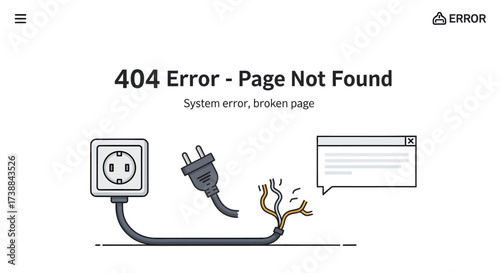 404 Error Page Not Found System Error Broken Connection.