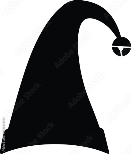 Vector silhouette of a jester hat with a bell illustration
