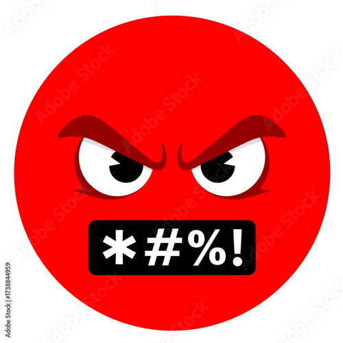 Angry Red Face With Swear Symbols.