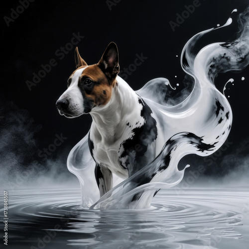 Majestic Canine Emerging from Fluid Motion