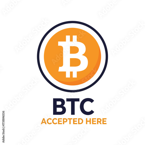 Bitcoin Accepted Here Logo Design.
