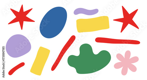 A colorful collection of abstract shapes and patterns creating a playful and artistic composition.