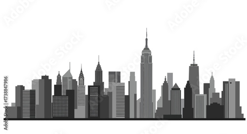 Skyline Silhouette Minimalist New York Cityscape Illustration
