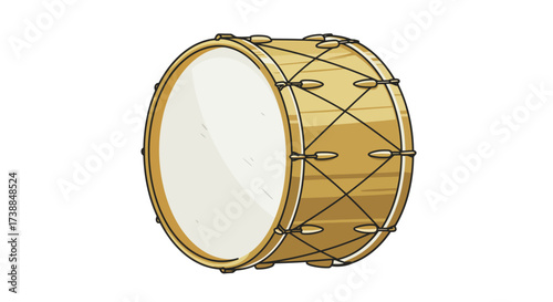 Illustration of a Classic Bass Drum Instrument Isolated on White