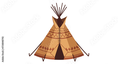 Earthy Brown Tipi with Zigzag Pattern, a Tribal Geometric Icon