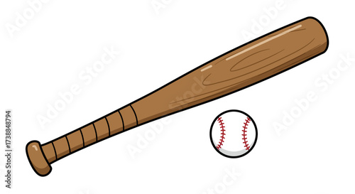 Baseball Bat and Ball Illustration for Sports and Recreation