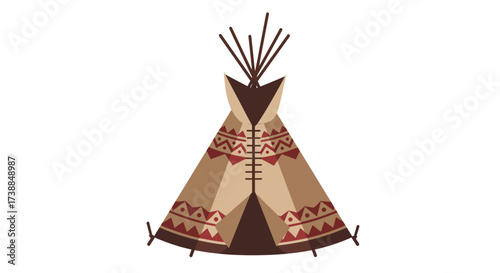 Native American Teepee Illustration with Geometric Patterns