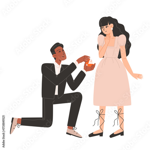 Man proposes to woman with engagement ring