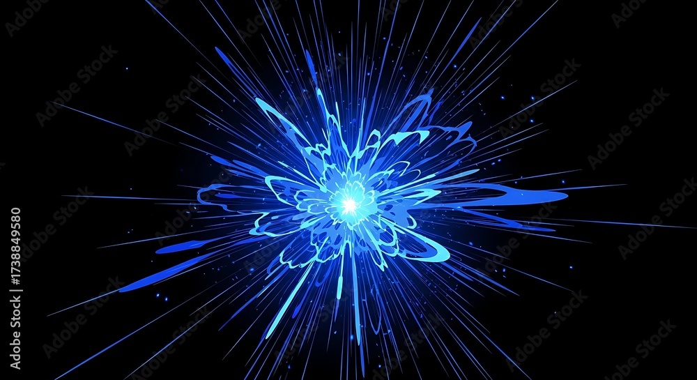 Fototapeta premium Abstract Blue Burst Energy Explosion.