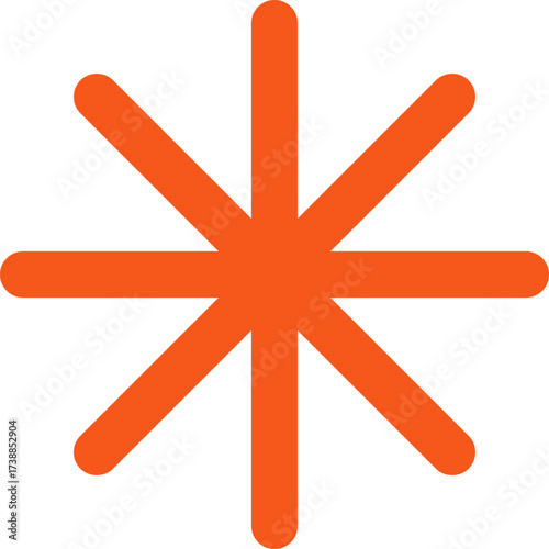 Orange asterisk shape with rounded ends on a white background