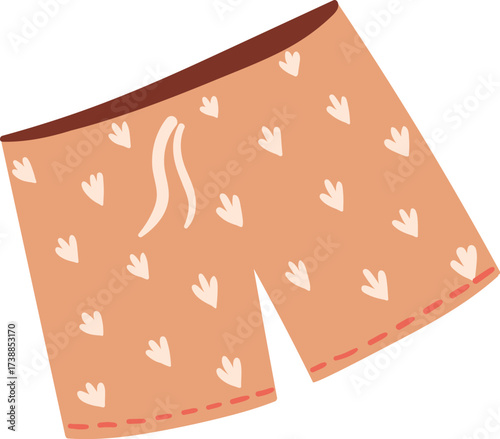 Orange shorts with a white drawstring and a white paw print pattern