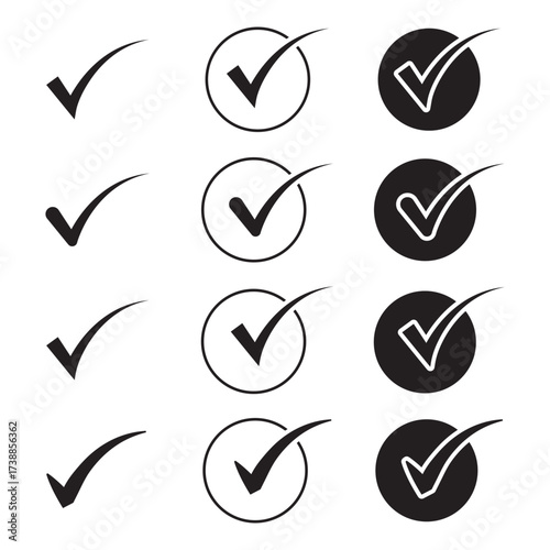 Check Mark and Tick Icons Set – Approval, Success, and Completed Task Symbols