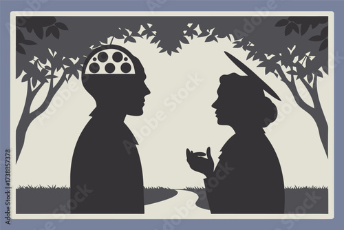 Abstract Art of Cinematic Communication and Memory Transfer in Silhouette