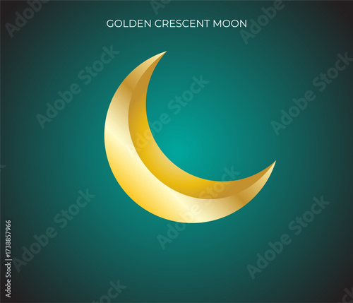 A gradient golden crescent moon on a deep teal background.