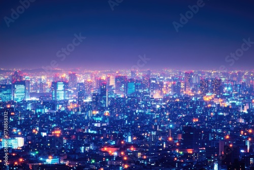 Wallpaper Mural Cityscape at night, blue and orange Torontodigital.ca