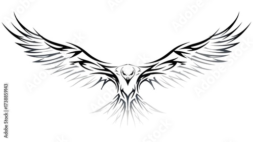 Elegant Tribal Hawk Design with Intricate Wing Patterns