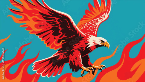 Bald Eagle Freedom Fire Hot Illustrator Artwork Banner Background Design Template 