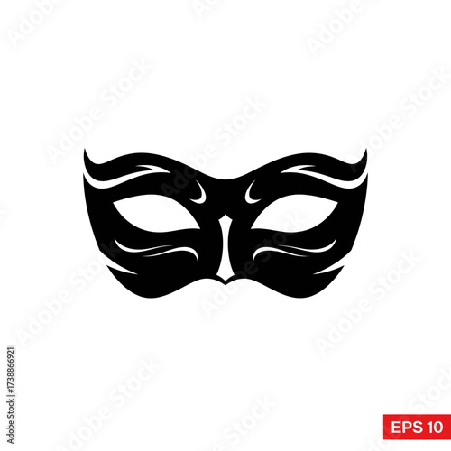 Elegant Black Masquerade Mask Silhouette for Festive Celebrations and Costume Parties.