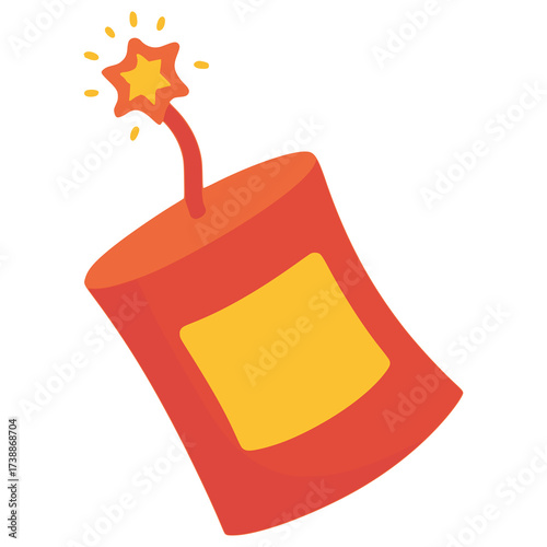 chinese firecracker new year holiday flat color vector illustration template design