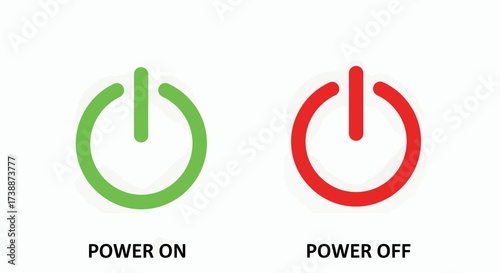 Green and Red Power On Off Switch Icons.