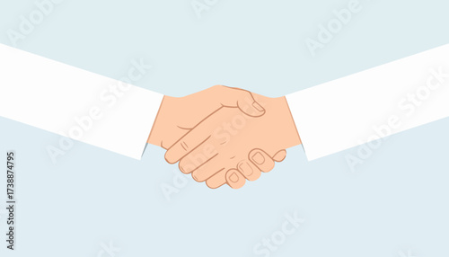 Illustration of two people shaking hands in agreement.