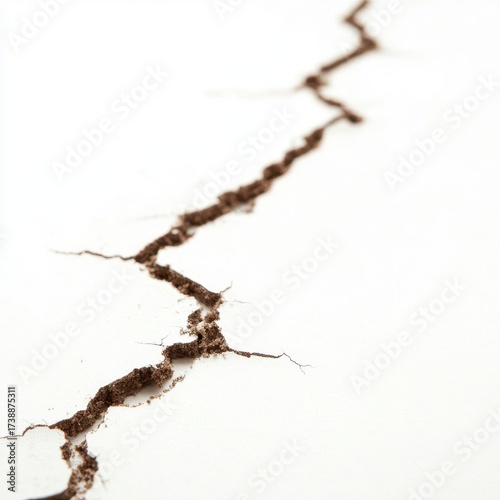 Crack in Texture on White Background with Fine Detail and Contrast