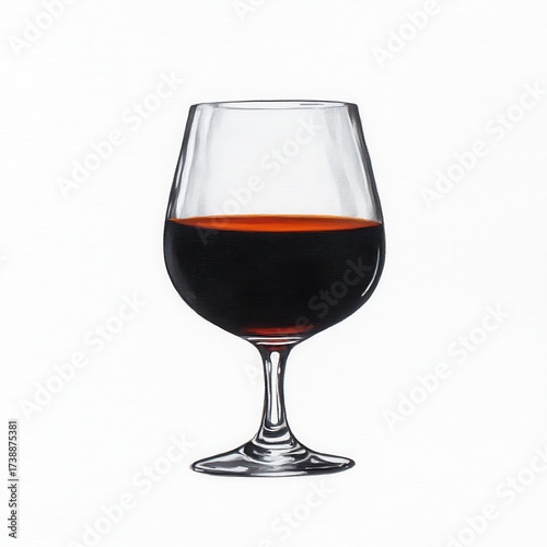 Elegant Glass of Red Wine Isolated on White Background