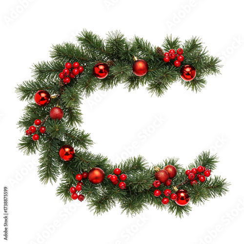 Wallpaper Mural Festive christmas wreath garland with red ornaments and pine sprigs celebrate holidays isolated on transparent background Torontodigital.ca