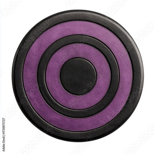 Circular Purple and Black Target Design on Round Leather Surface