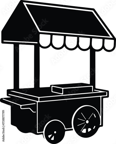 Vector silhouette of a food cart vendor stall illustration