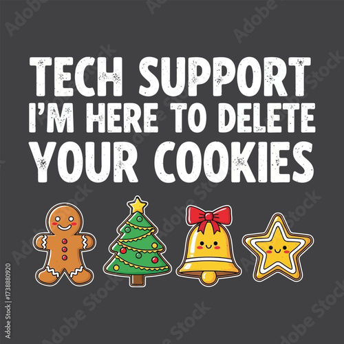 IT Humor Holiday T-Shirt with Gingerbread Man and Cute Cookies