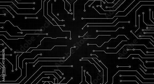 Circuit Board Pattern On Dark Background
