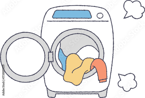 洗濯物でいっぱいの洗濯機